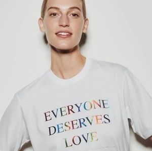 Everyone Deserves Love Graphic Tee Ladies Size Medium M Rainbow Letters